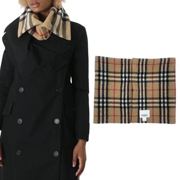 Burberry House Check Cashmere Neck Warmer Loop Scarf Tan Brown 26"x 9.5" - Picture 1 of 10